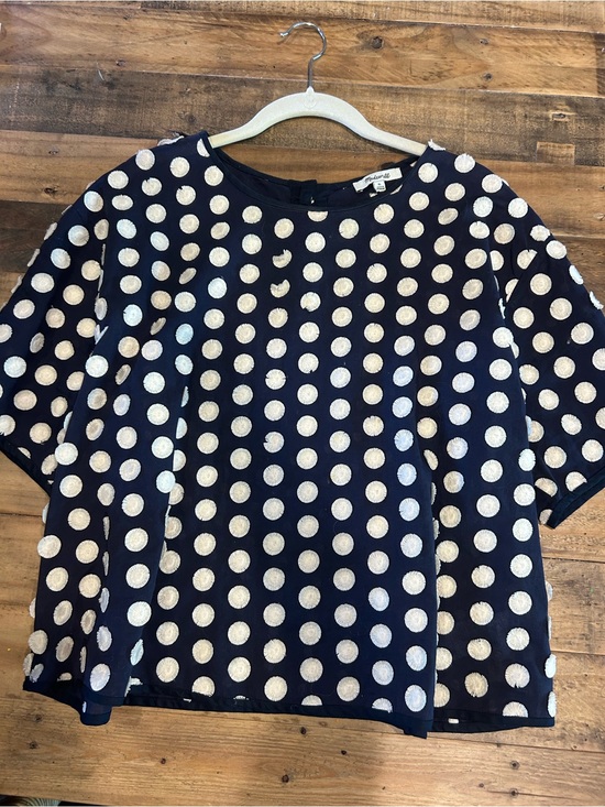 Madewell Tops - Madewell Navy Blue Polka Dot Short Sleeve Blouse